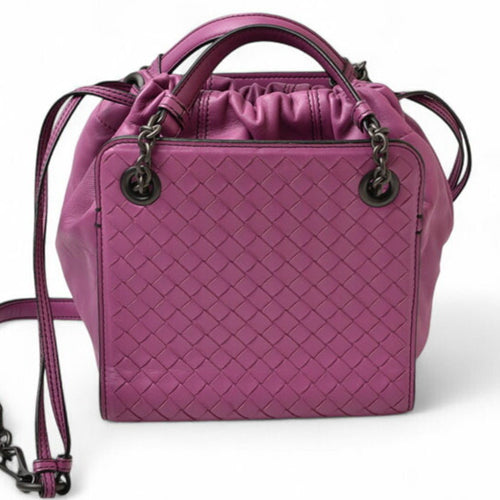 Bottega Veneta Purple Leather Handbag Shoulder Bag (Pre-Owned)