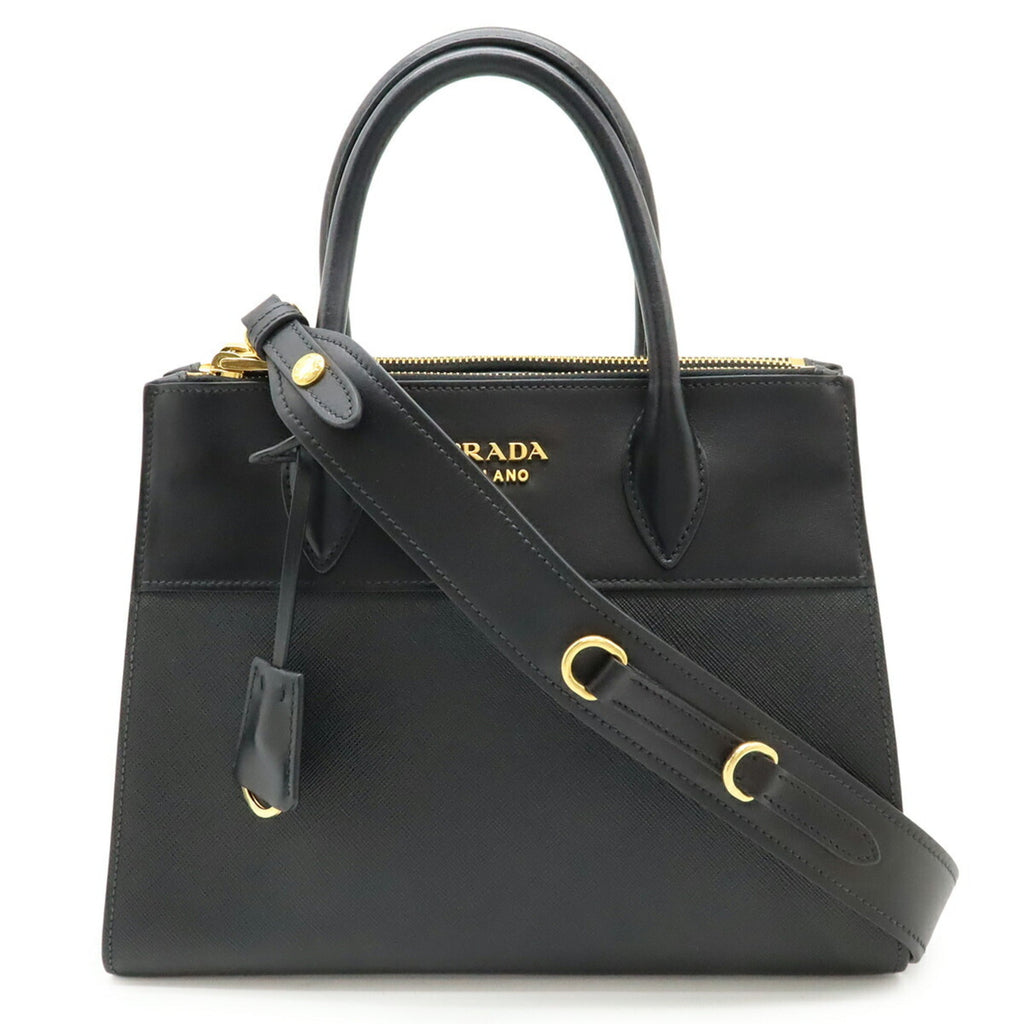 Prada Saffiano Black Nero Leather Handbag Shoulder Bag (Pre-Owned)