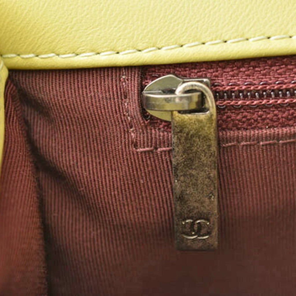 Chanel Yellow Leather Clutch Bag Shoulder Bag (Pre-Owned)