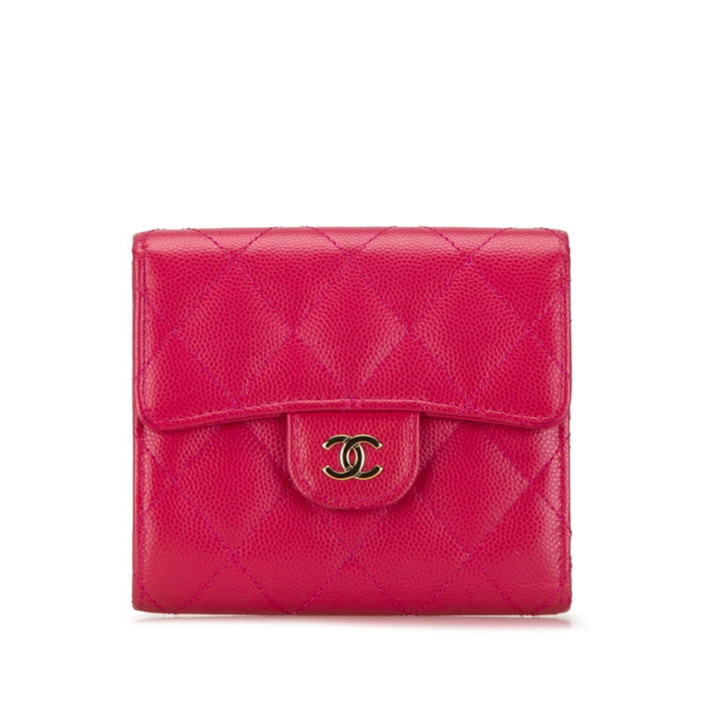 Chanel Pink Grained Calfskin Wallet (Bi-Fold) (Pre-Owned)