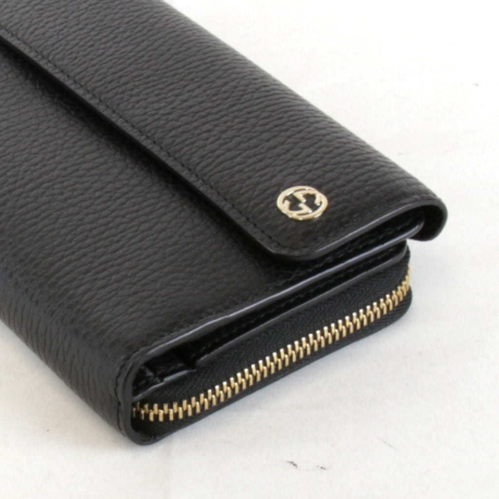 Gucci Black Leather Long Wallet (Bi-Fold) (Pre-Owned)
