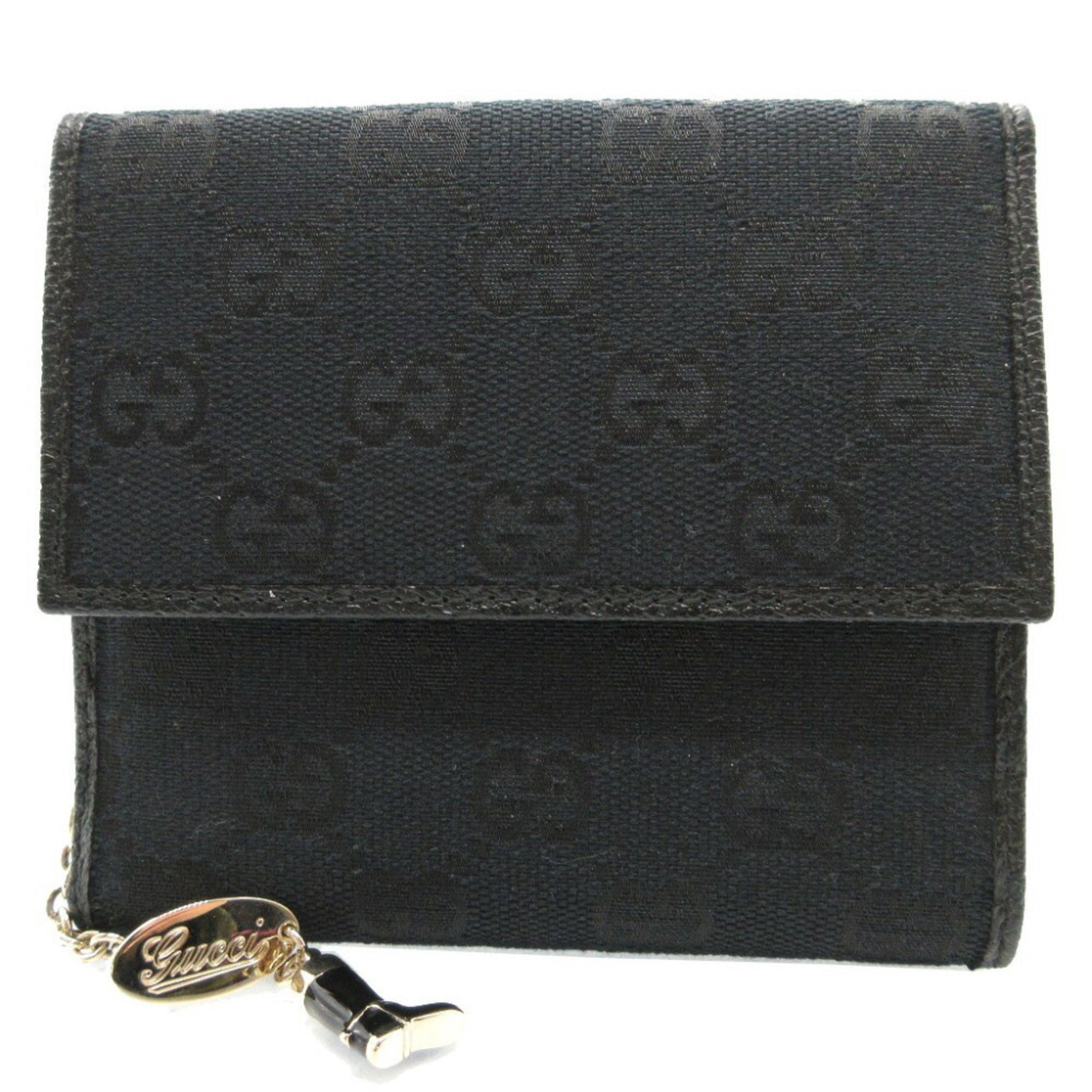 Gucci Black Gg Canvas Leather Wallet (Bi-Fold) (Pre-Owned)