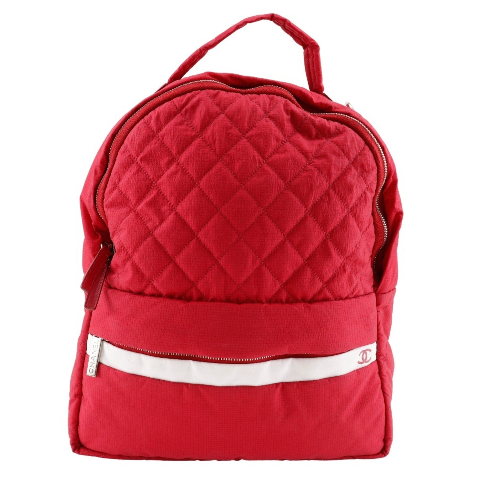 Chanel Red Color Nylon Backpack (Pre-Owned)