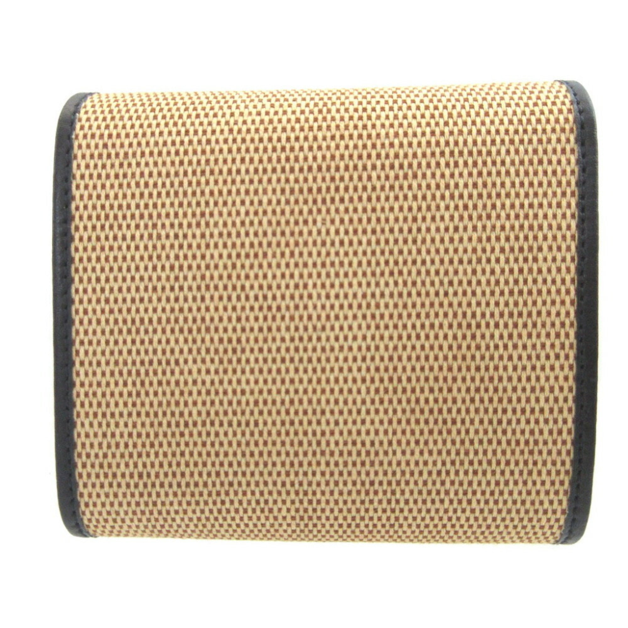 Gucci Beige Navy Canvas Leather Coin Purse/Coin Case (Pre-Owned)