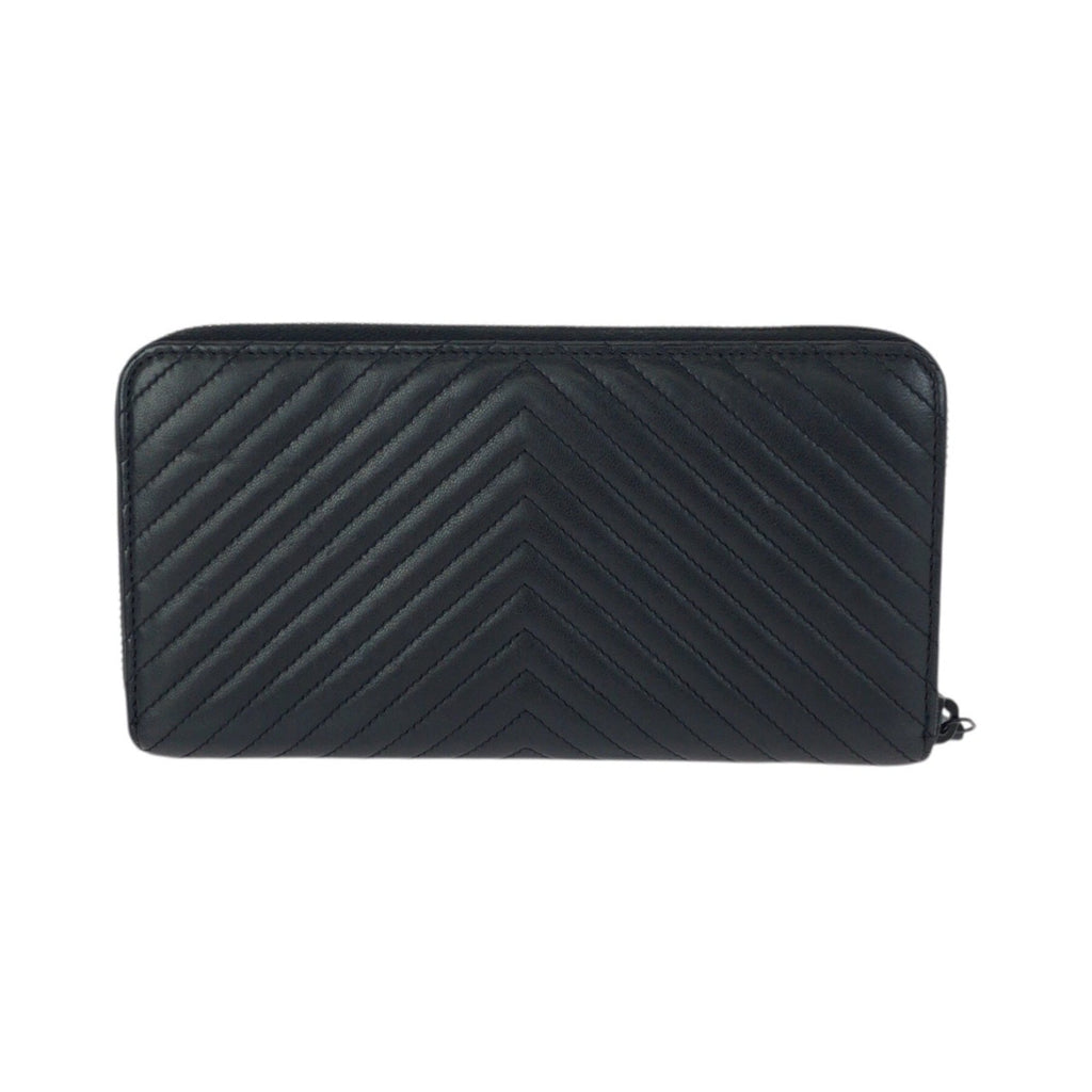 Chanel Black Leather Long Wallet (Bi-Fold) (Pre-Owned)