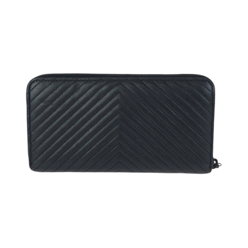 Chanel Black Leather Long Wallet (Bi-Fold) (Pre-Owned)