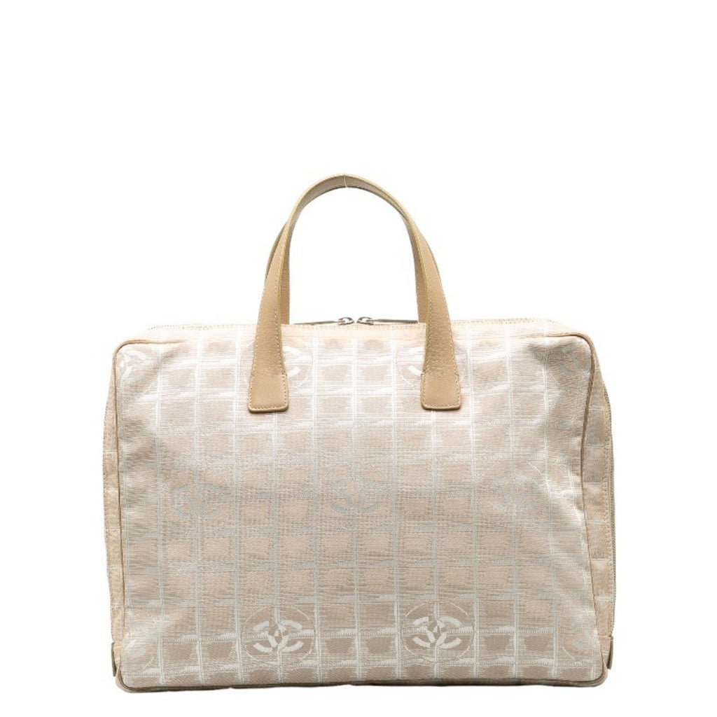 Chanel Beige Canvas Leather Briefcase Handbag (Pre-Owned)