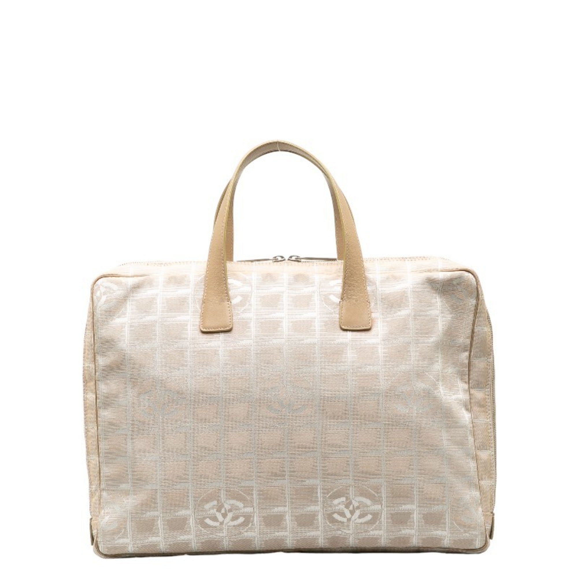 Chanel Beige Canvas Leather Briefcase Handbag (Pre-Owned)