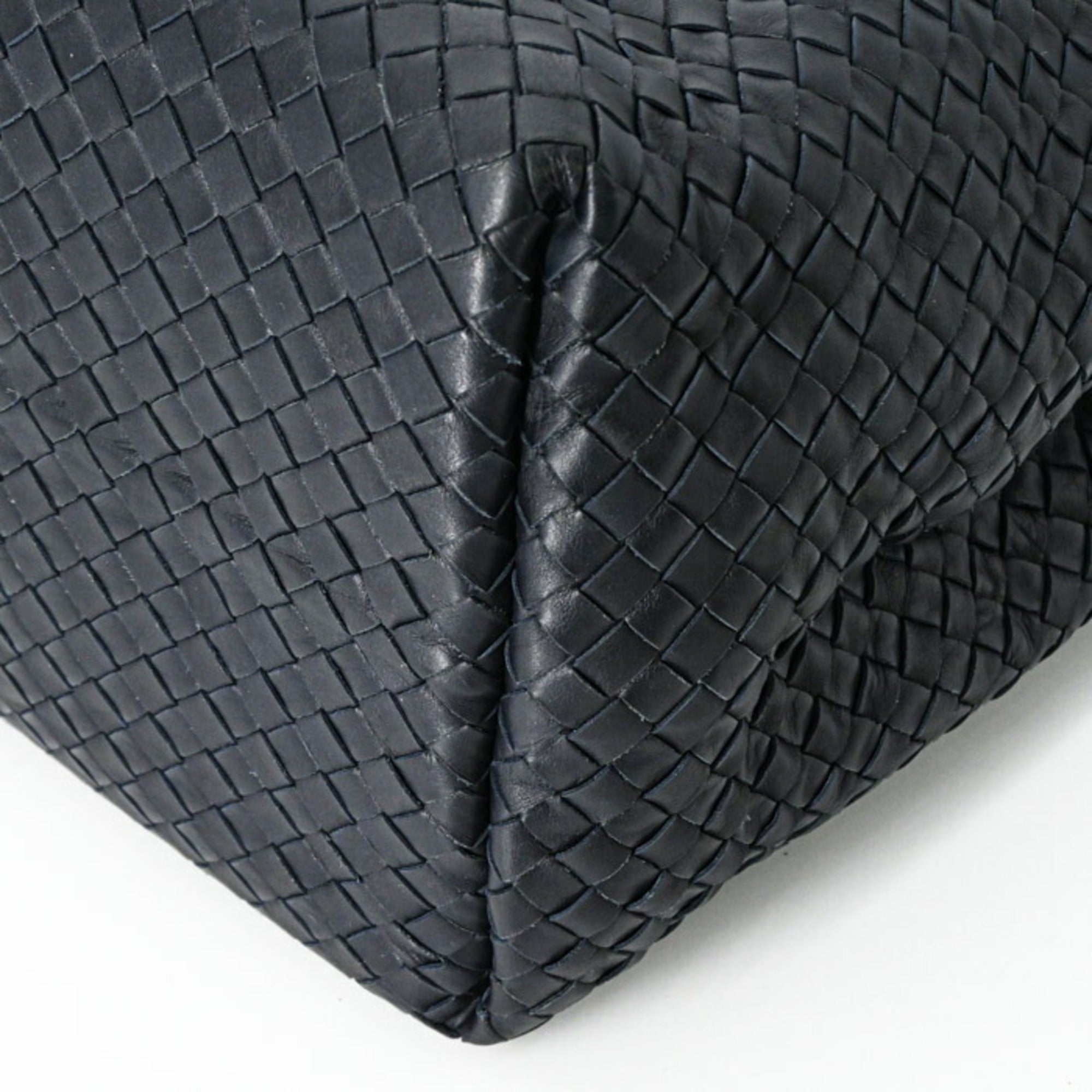 Bottega Veneta Black Navy Intrecciato Tote Bag (Pre-Owned)
