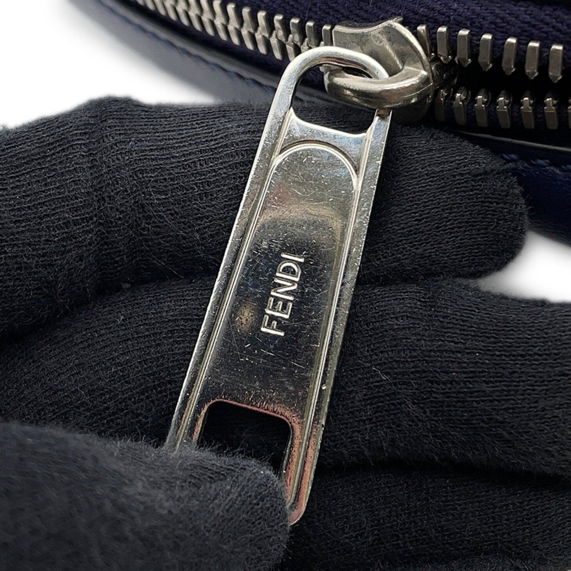 Fendi Navy Nylon Handbag Sling Bag (Pre-Owned)