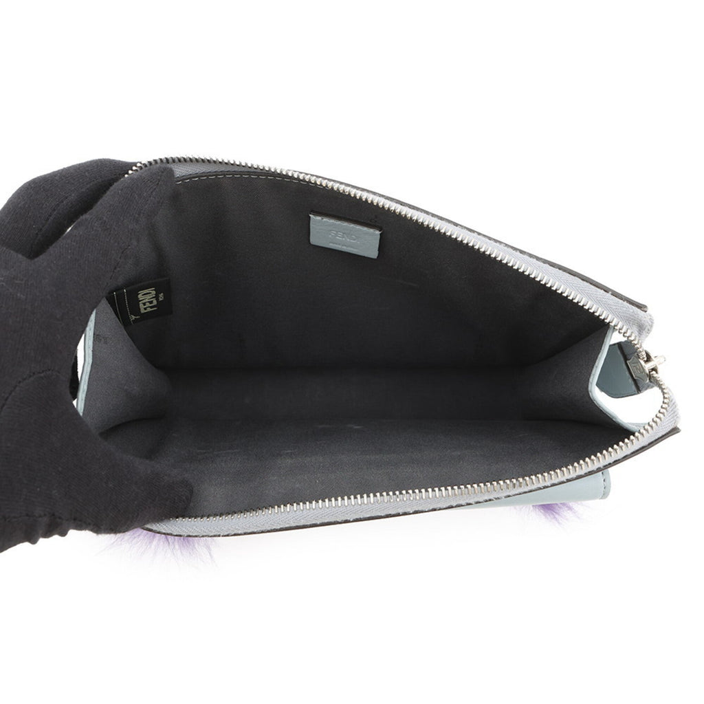Fendi Gray Multi-Color Leather Clutch Bag Handbag Shoulder Bag (Pre-Owned)