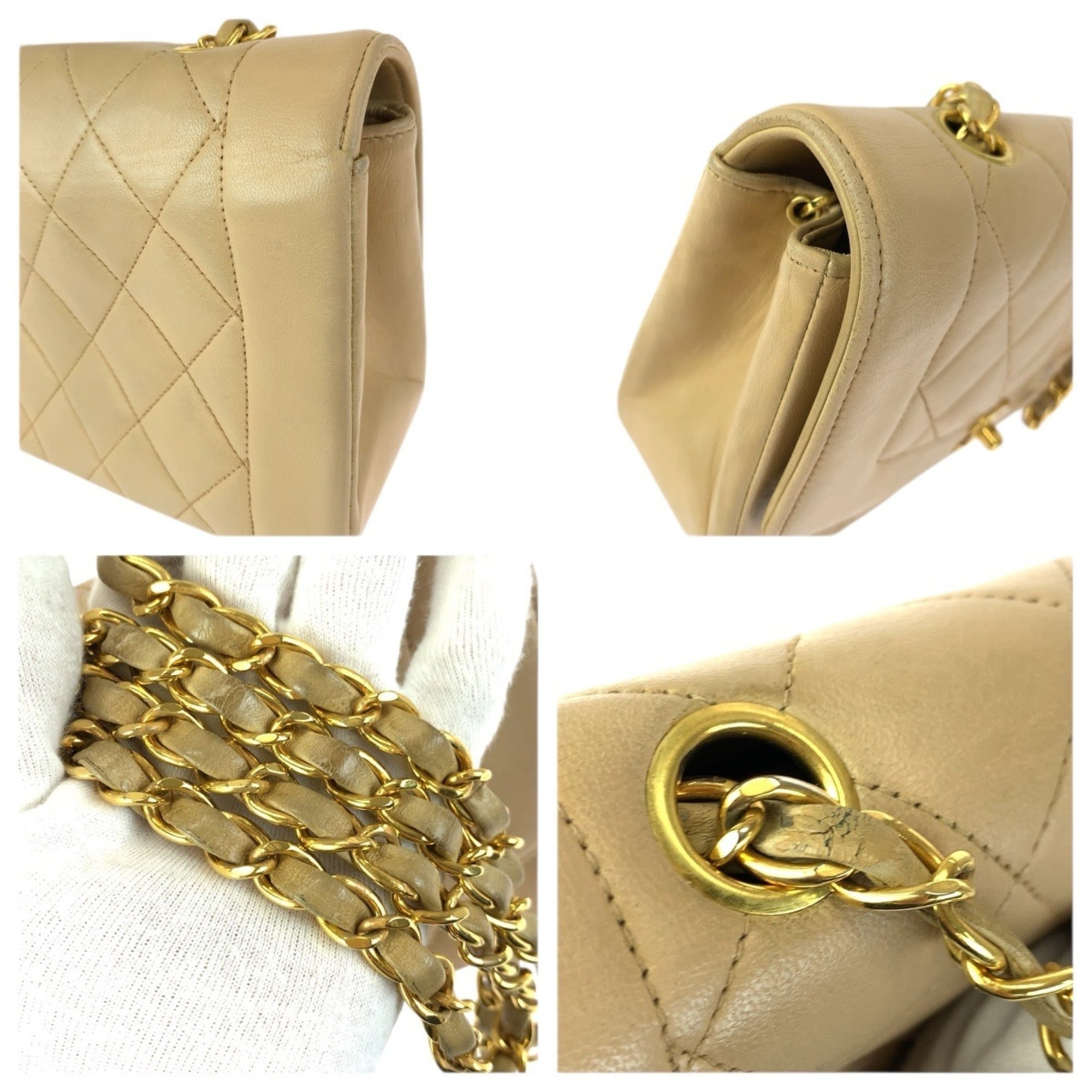 Chanel Matelasse Beige Leather Shoulder Bag (Pre-Owned)