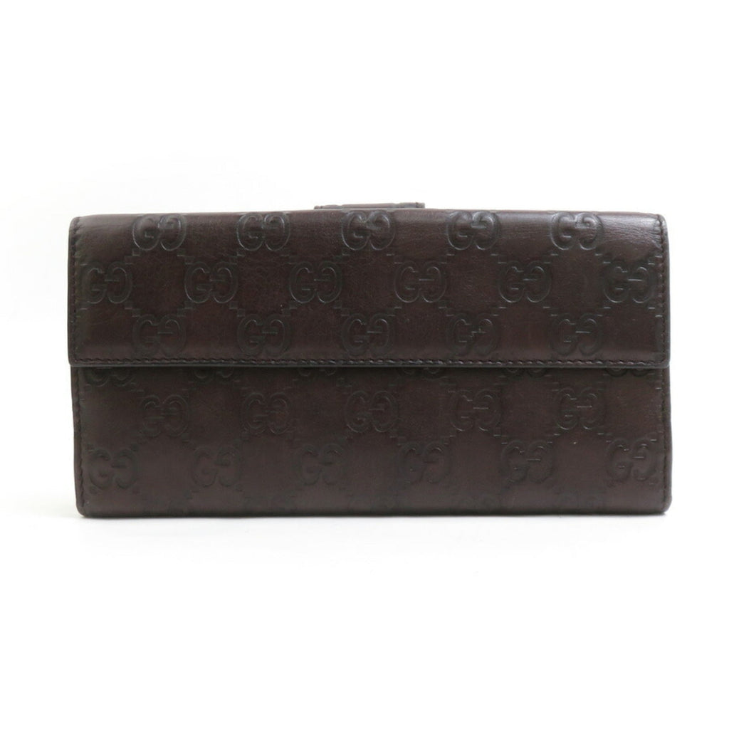 Gucci Dark Brown Leather Long Wallet (Bi-Fold) (Pre-Owned)