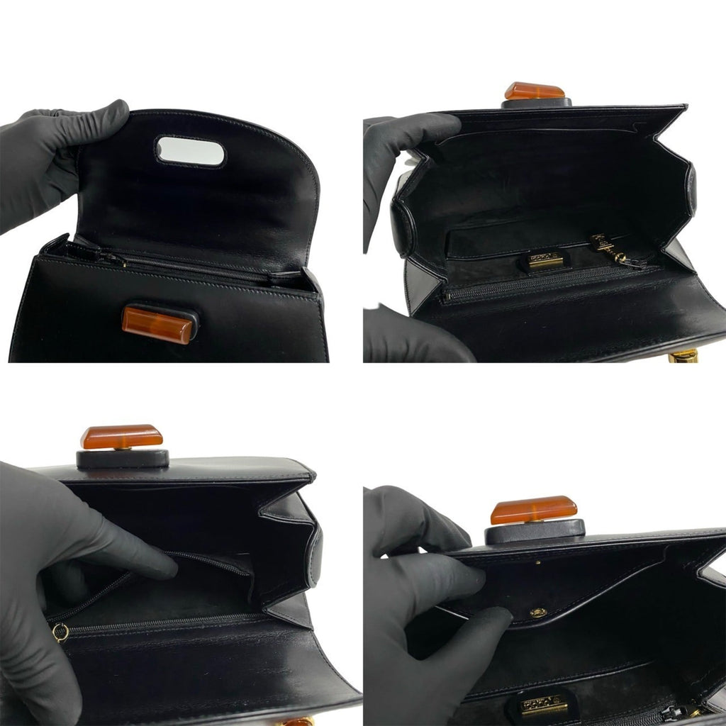 Gucci Black Leather Handbag Tote Bag (Pre-Owned)