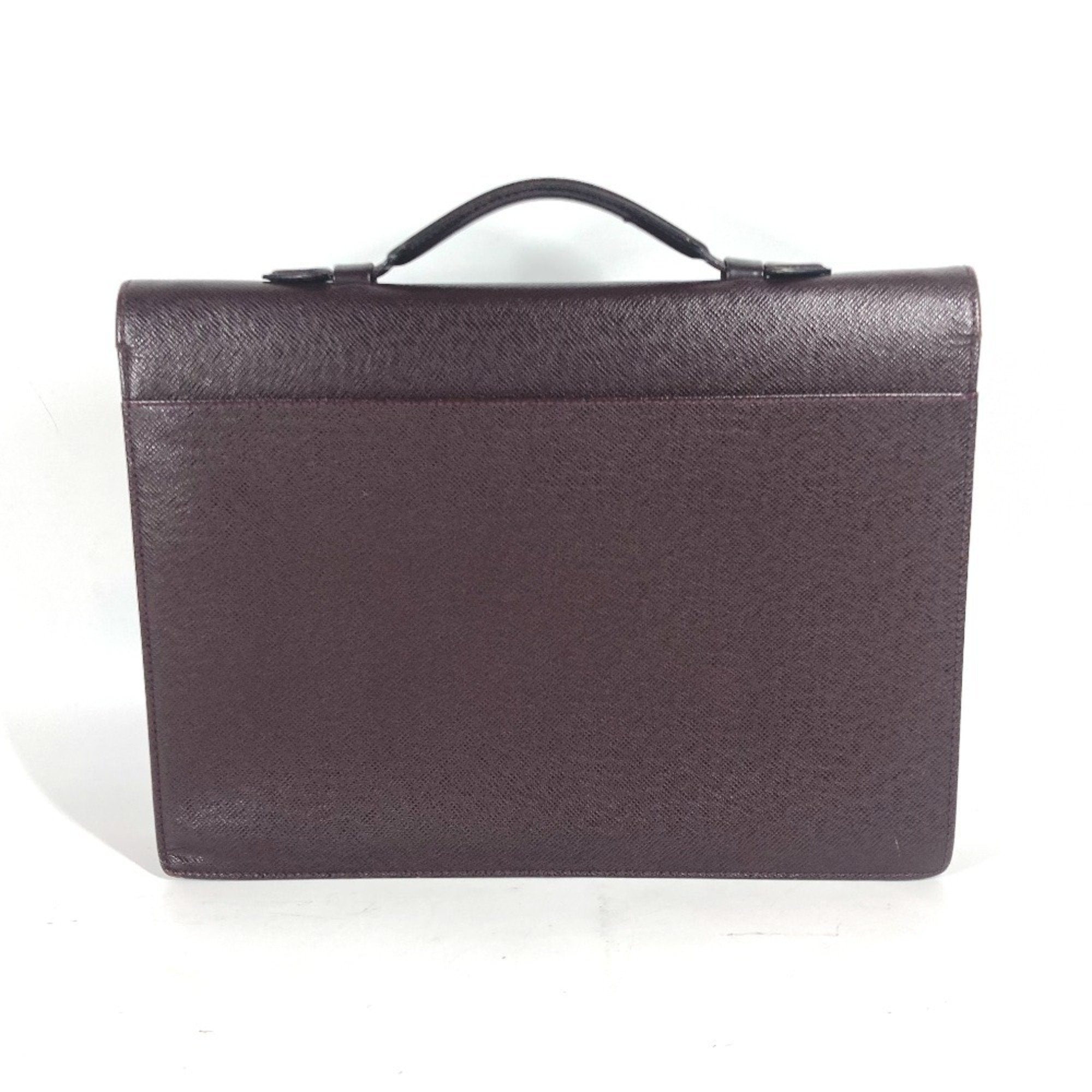 Louis Vuitton Acajou Red Color Wine Taiga Leather Leather Briefcase (Pre-Owned)