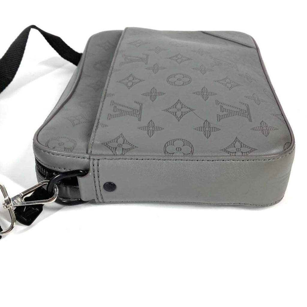 Louis Vuitton Gray Monogram Shadow Clutch Bag Shoulder Bag (Pre-Owned)