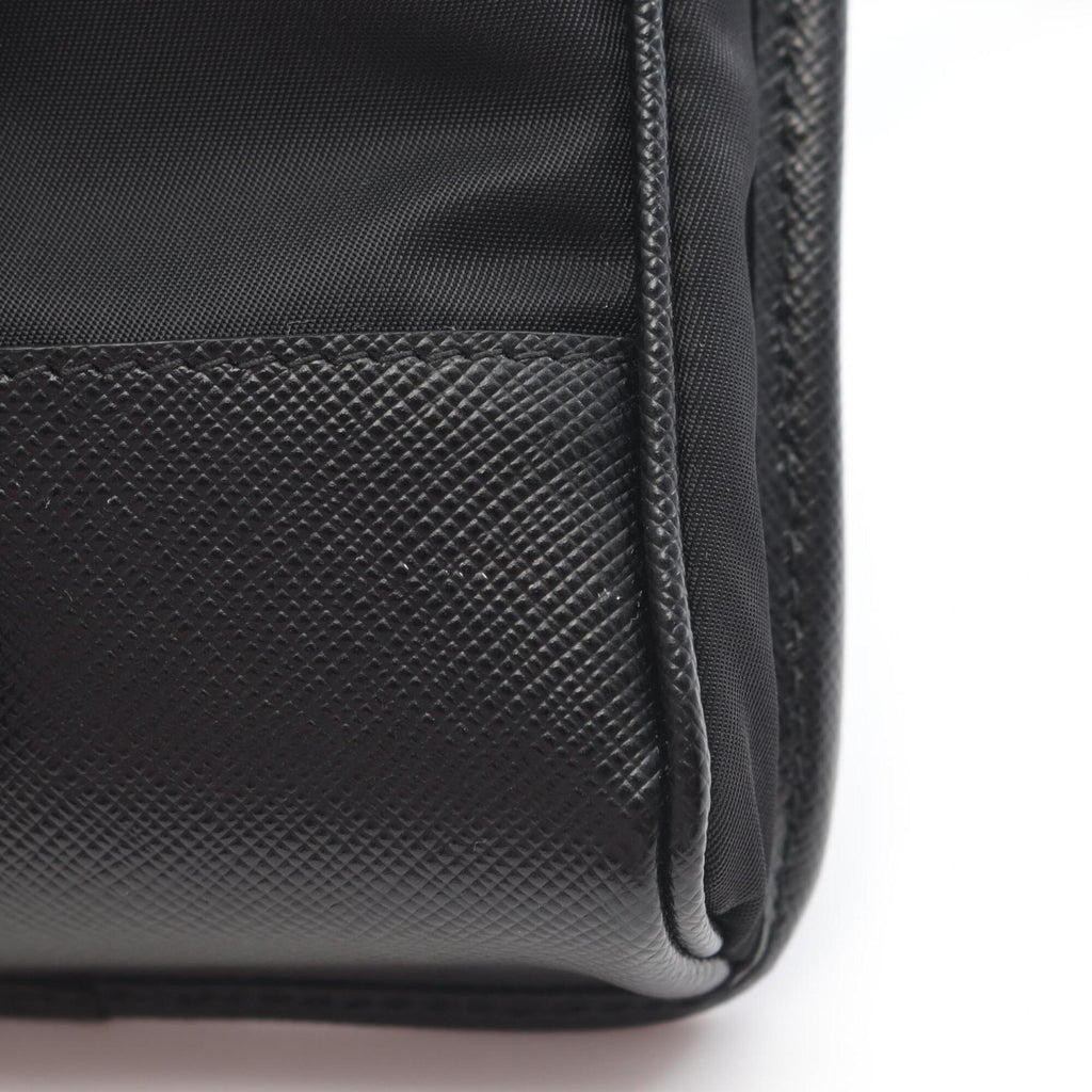Prada Black Nylon Leather Handbag Shoulder Bag (Pre-Owned)