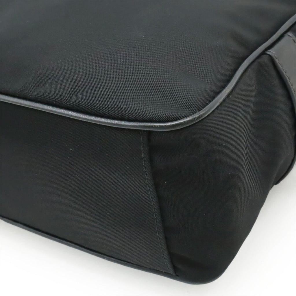 Prada Black Nero Nylon Leather Clutch Bag Handbag Pochette Pouch Shoulder Bag (Pre-Owned)