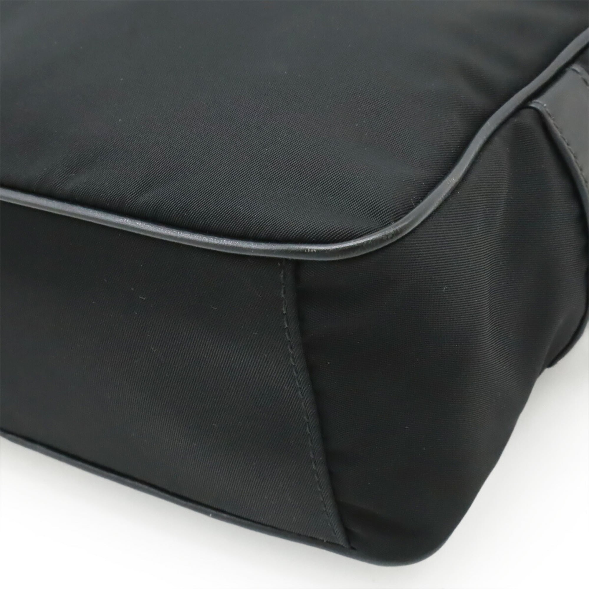 Prada Black Nero Nylon Leather Clutch Bag Handbag Pochette Pouch Shoulder Bag (Pre-Owned)