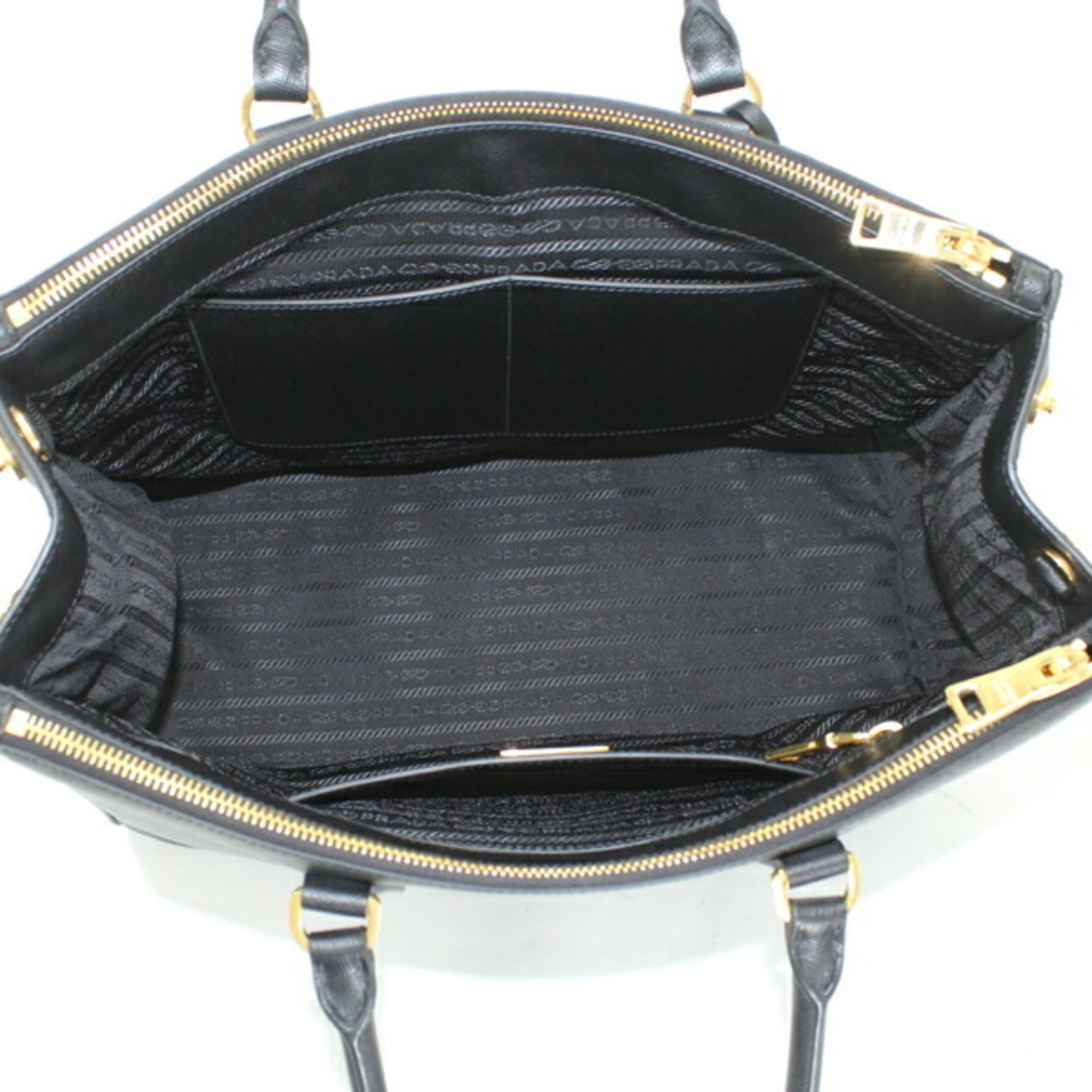 Prada Black Nero Saffiano Lux Handbag Shoulder Bag Tote Bag (Pre-Owned)