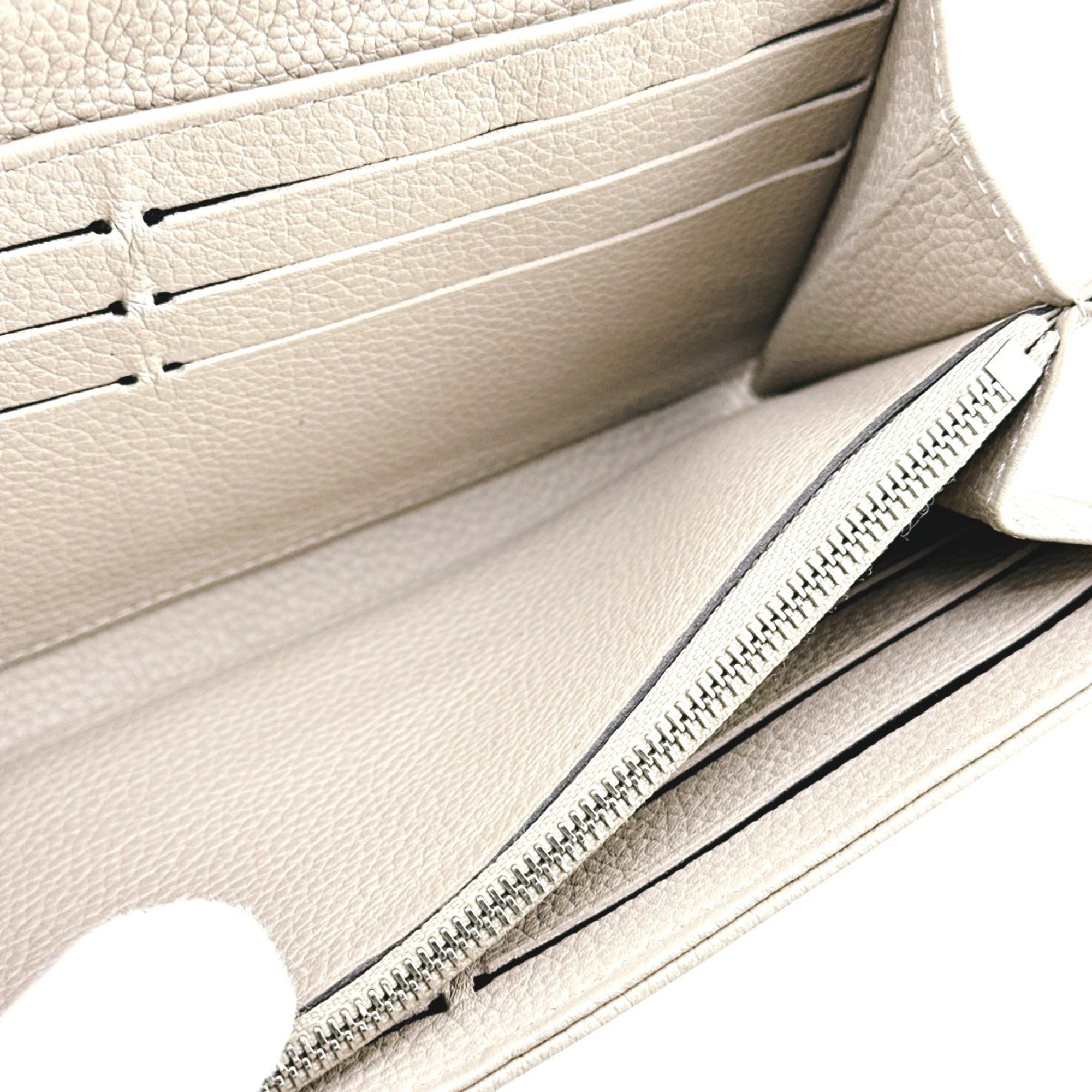 Louis Vuitton Beige Galle Monogram Mahina Leather Long Wallet (Tri-Fold) (Pre-Owned)