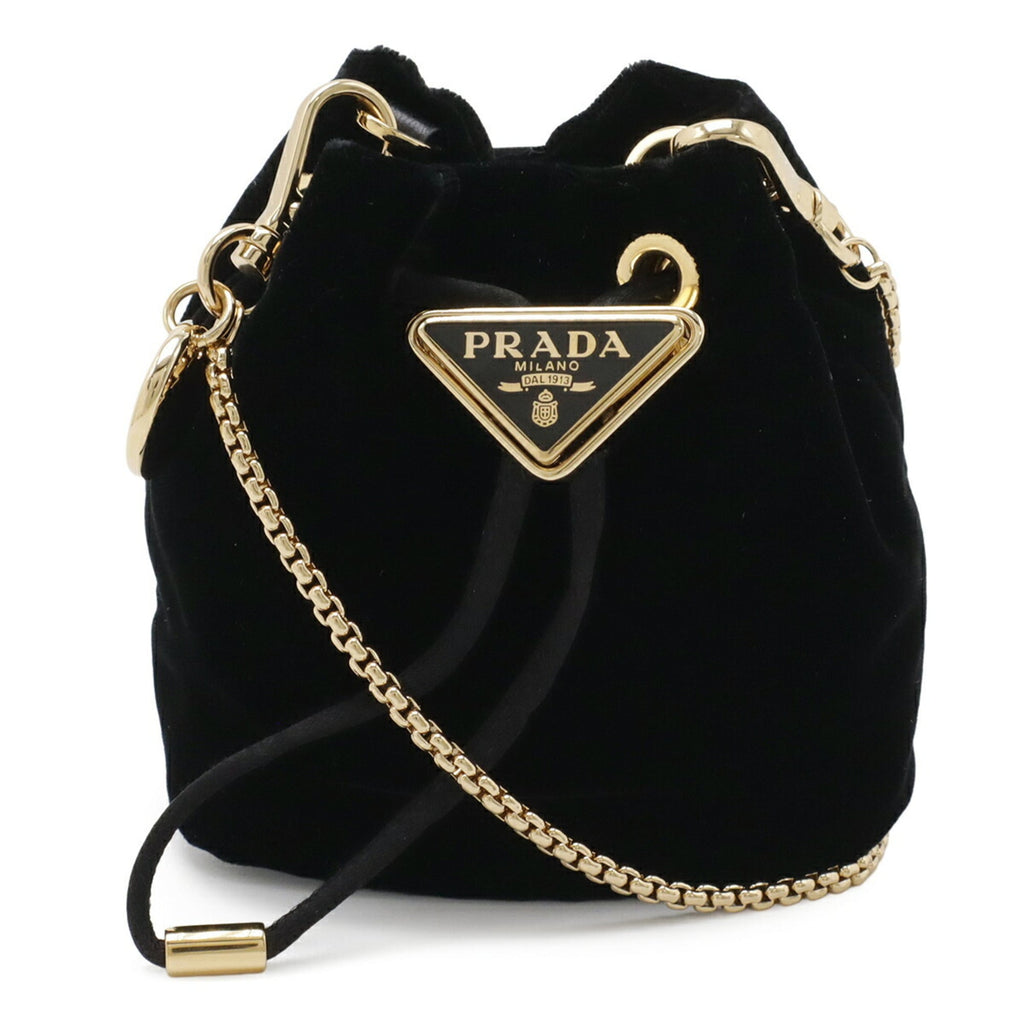 Prada Black Nero Velvet Pouch Shoulder Bag (Pre-Owned)