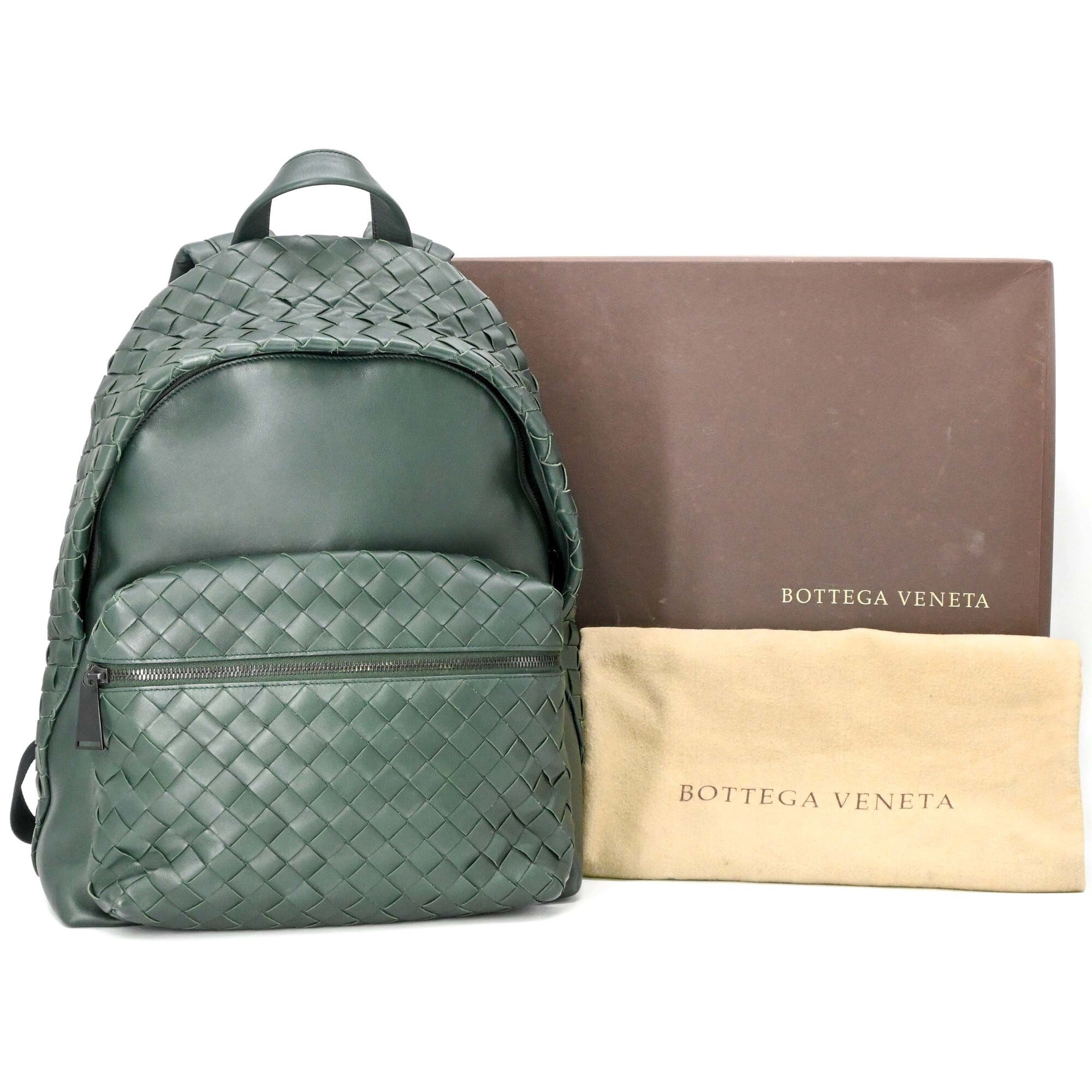 Bottega Veneta Green Intrecciato Backpack (Pre-Owned)