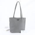Prada Saffiano Gray Leather Handbag Tote Bag (Pre-Owned)