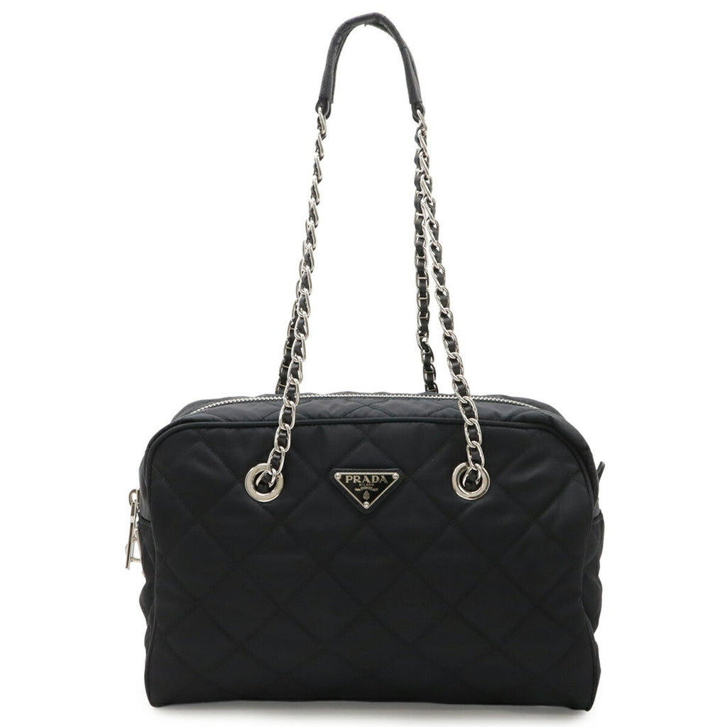 Prada Black Nero Nylon Leather Shoulder Bag (Pre-Owned)