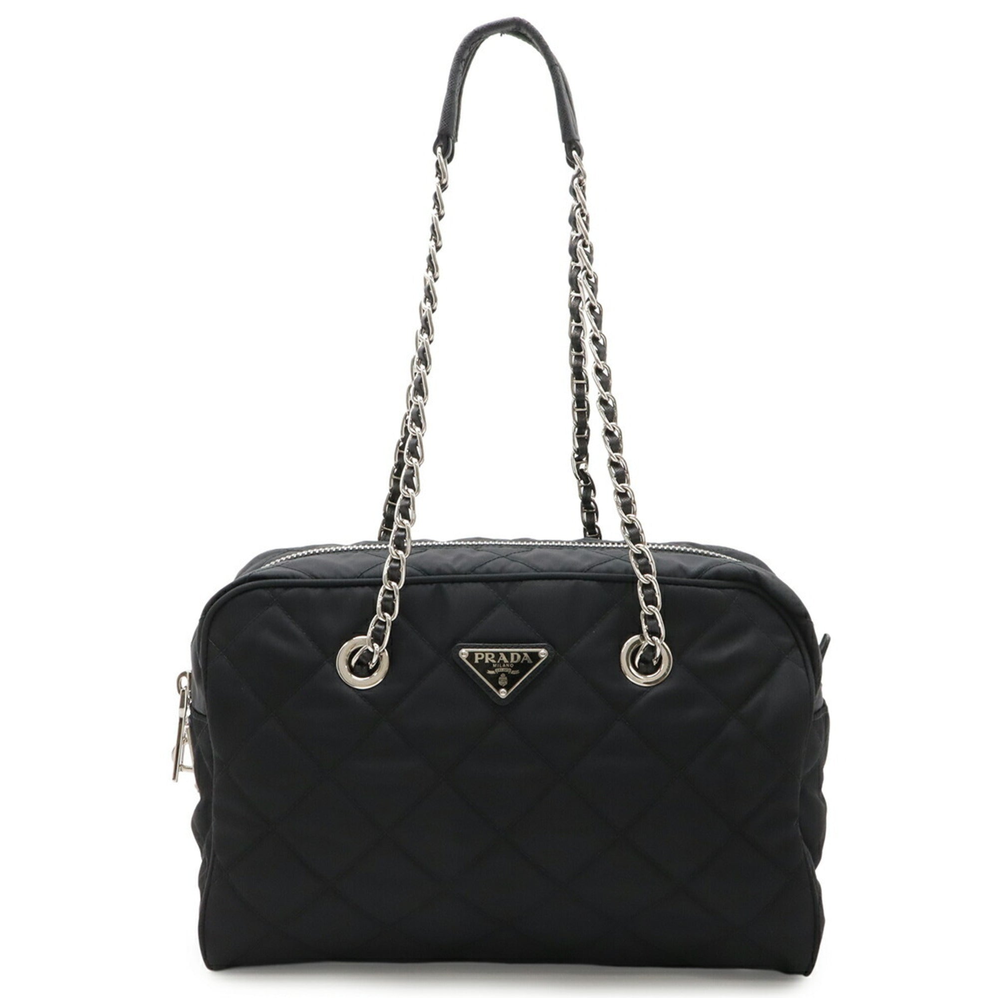 Prada Black Nero Nylon Leather Shoulder Bag (Pre-Owned)