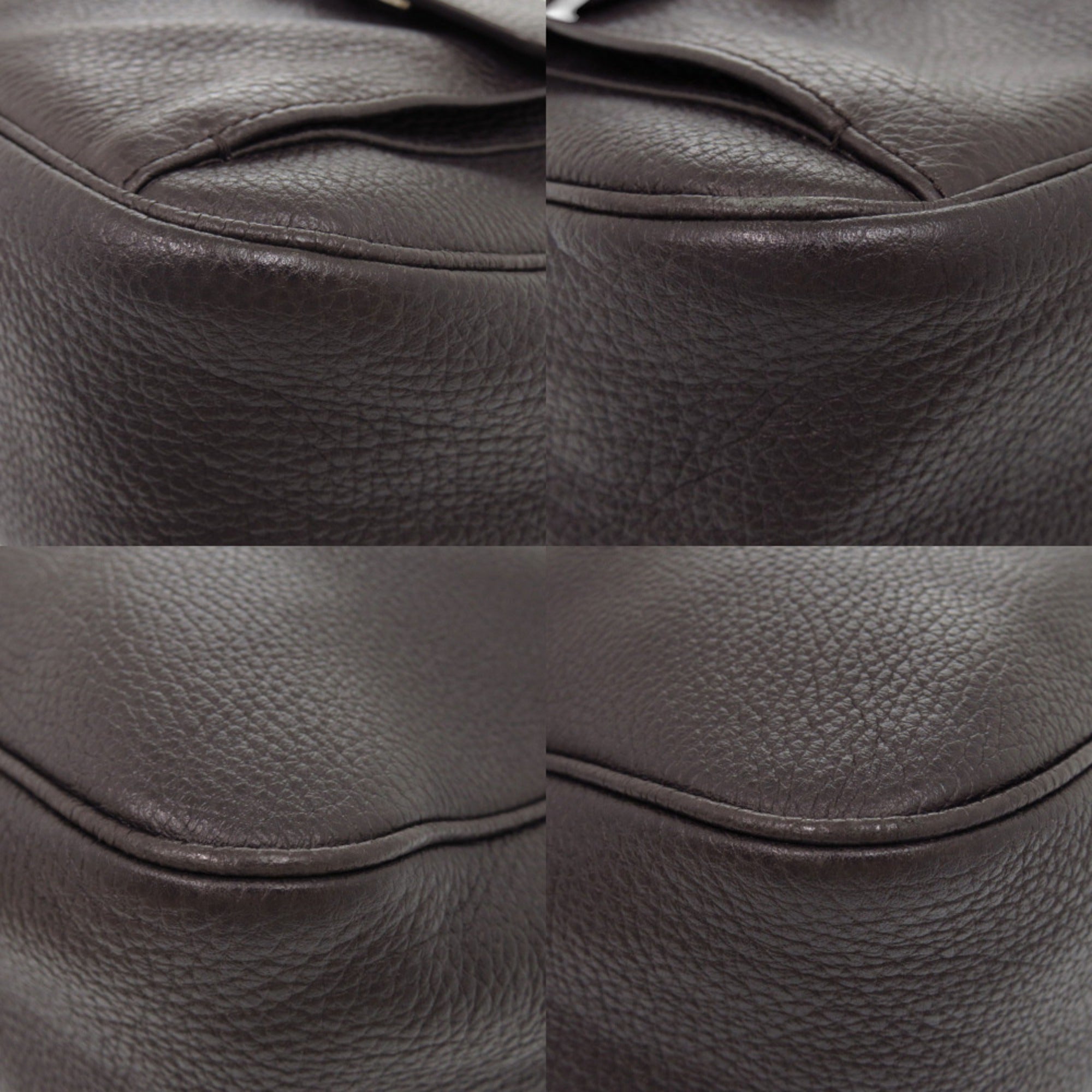 Gucci Dark Brown Leather Handbag Shoulder Bag (Pre-Owned)