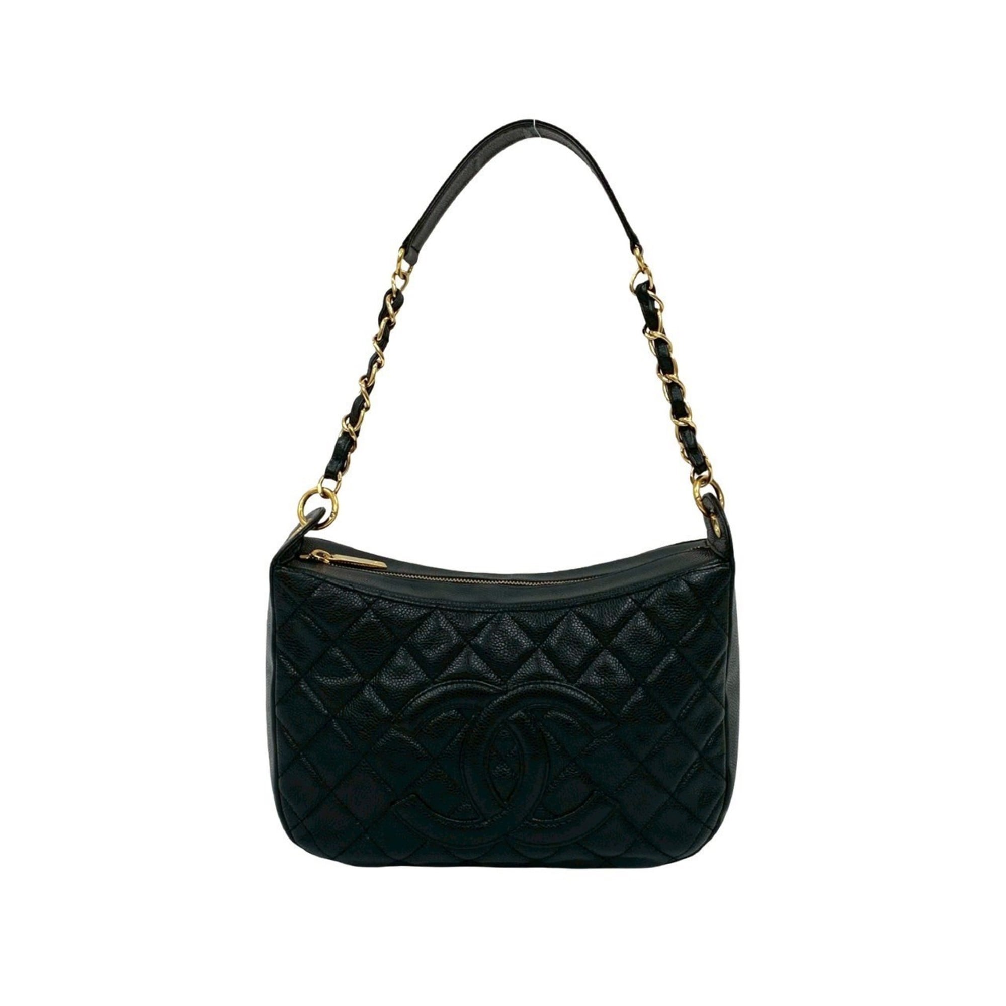 Chanel Black Grained Calfskin Handbag Shoulder Bag (Pre-Owned)
