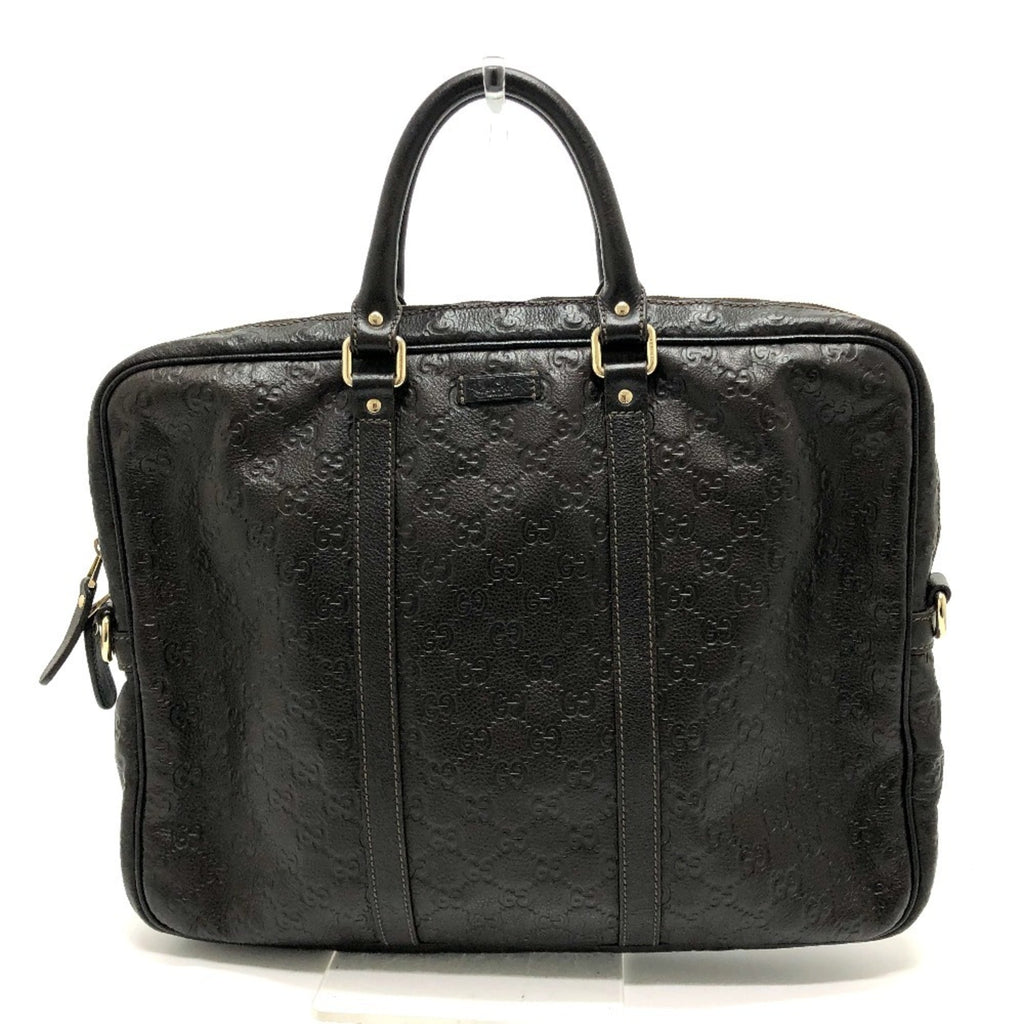 Gucci Brown Leather Briefcase Handbag (Pre-Owned)