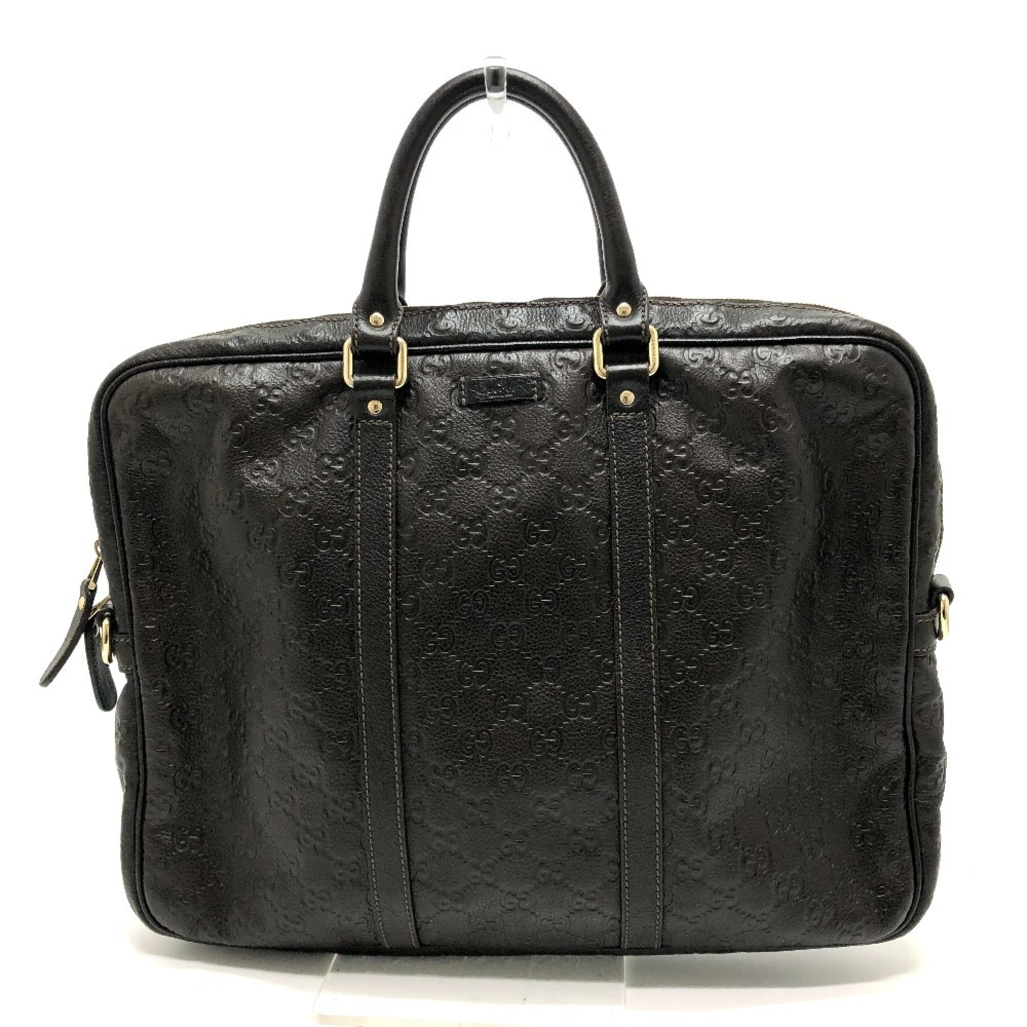 Gucci Brown Leather Briefcase Handbag (Pre-Owned)