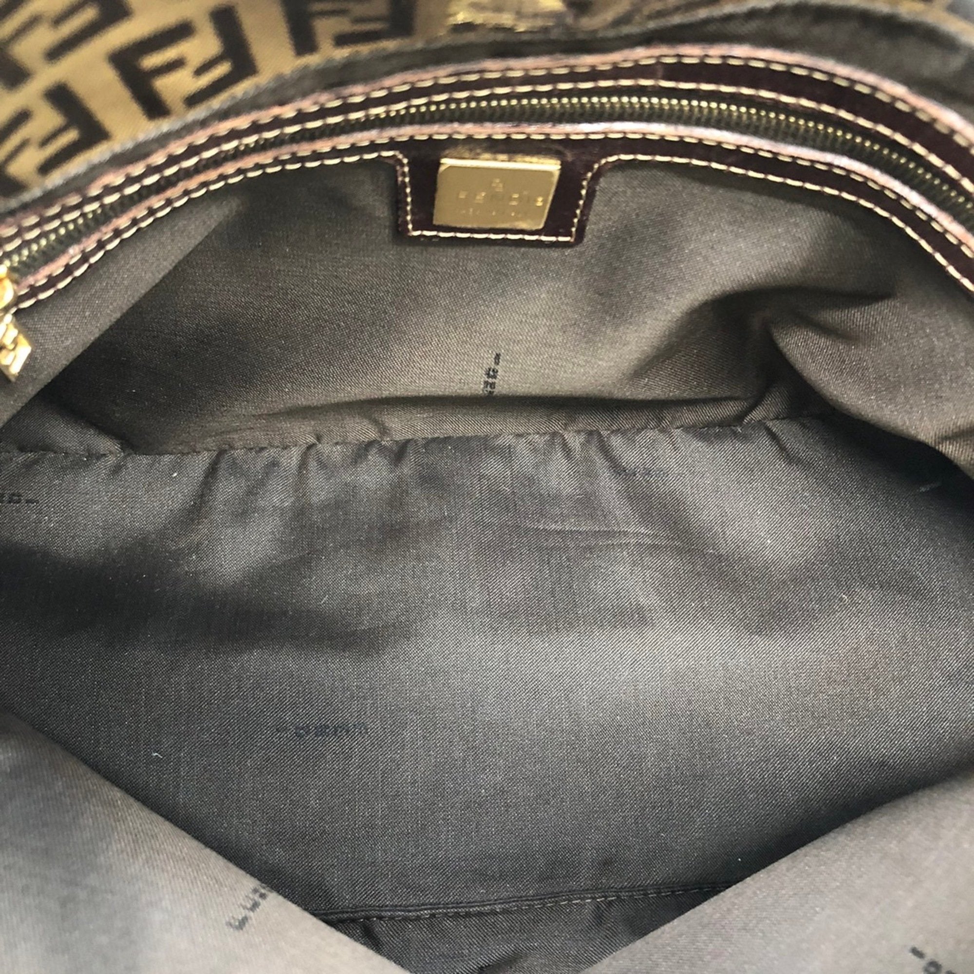 Fendi Zucchino Brown Nylon Shoulder Bag (Pre-Owned)