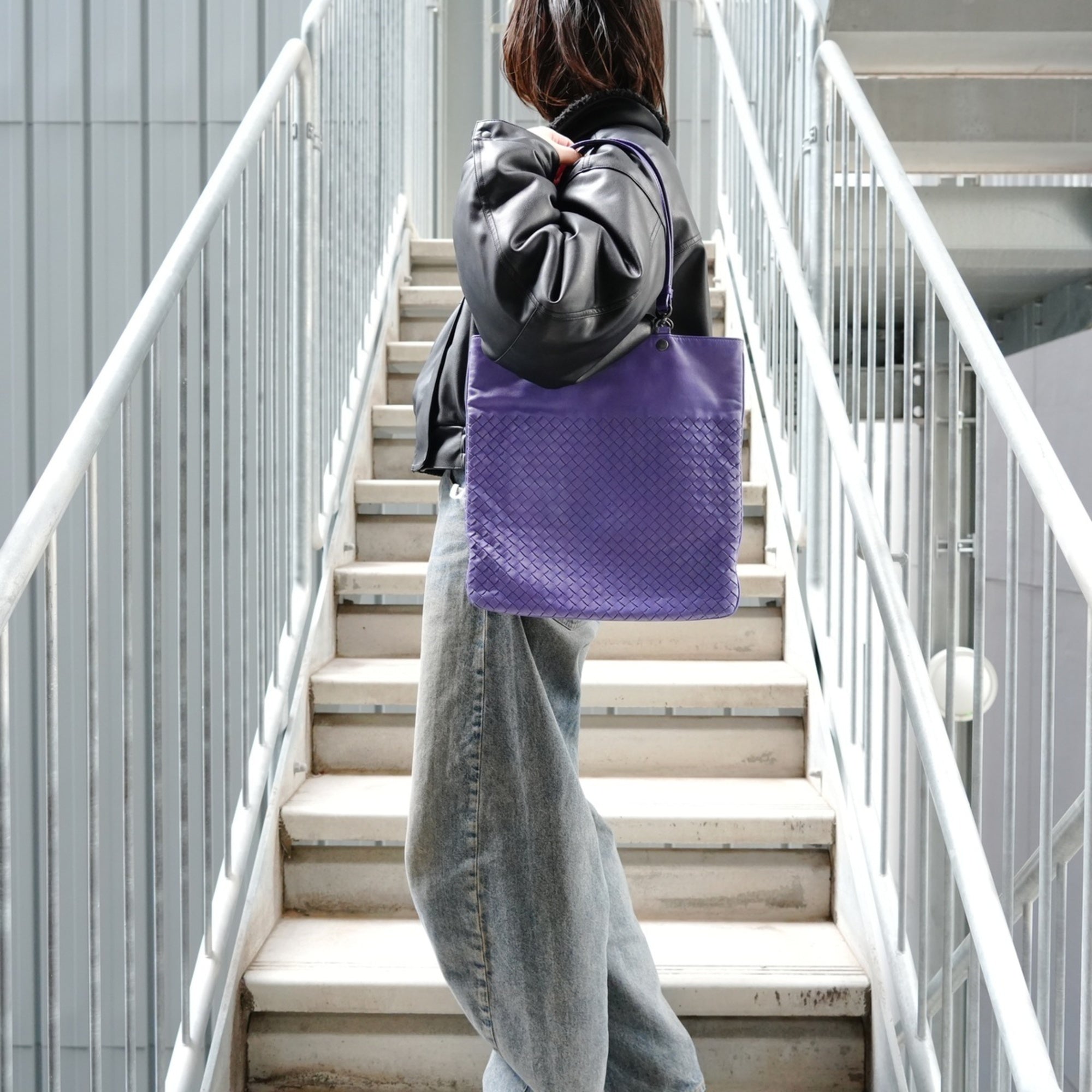 Bottega Veneta Intrecciato Purple Intrecciato Shoulder Bag (Pre-Owned)