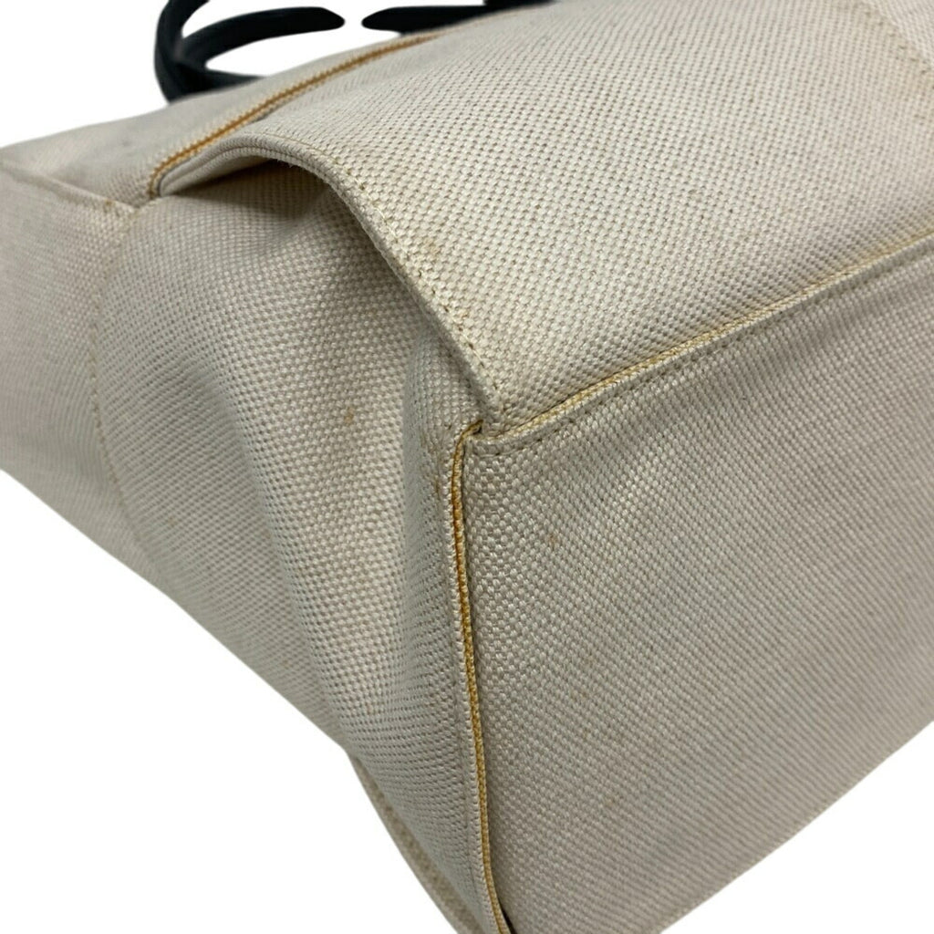 Bottega Veneta Ivory Canvas Leather Handbag (Pre-Owned)