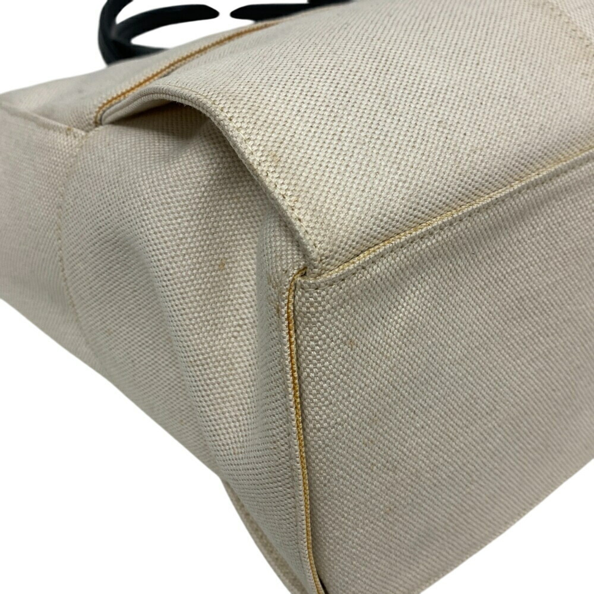 Bottega Veneta Ivory Canvas Leather Handbag (Pre-Owned)