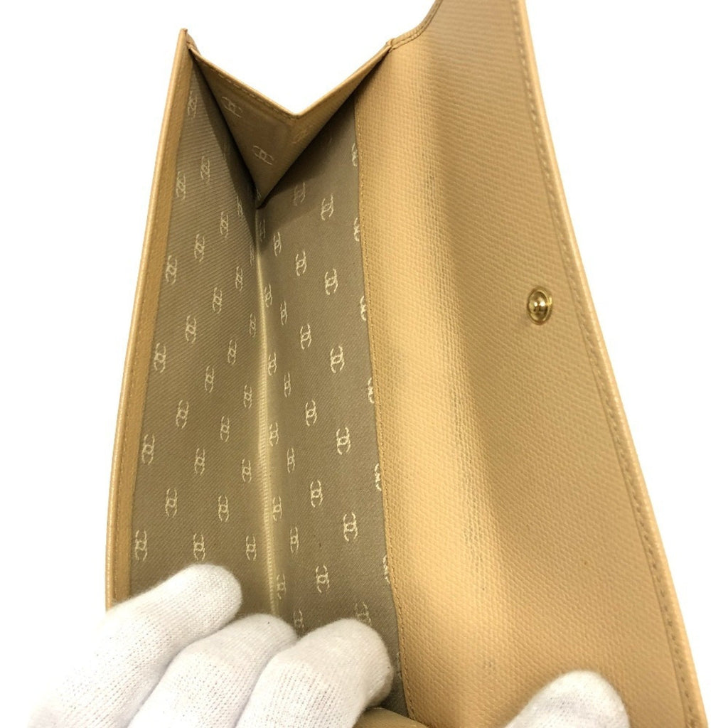 Chanel Beige Leather Long Wallet (Bi-Fold) (Pre-Owned)