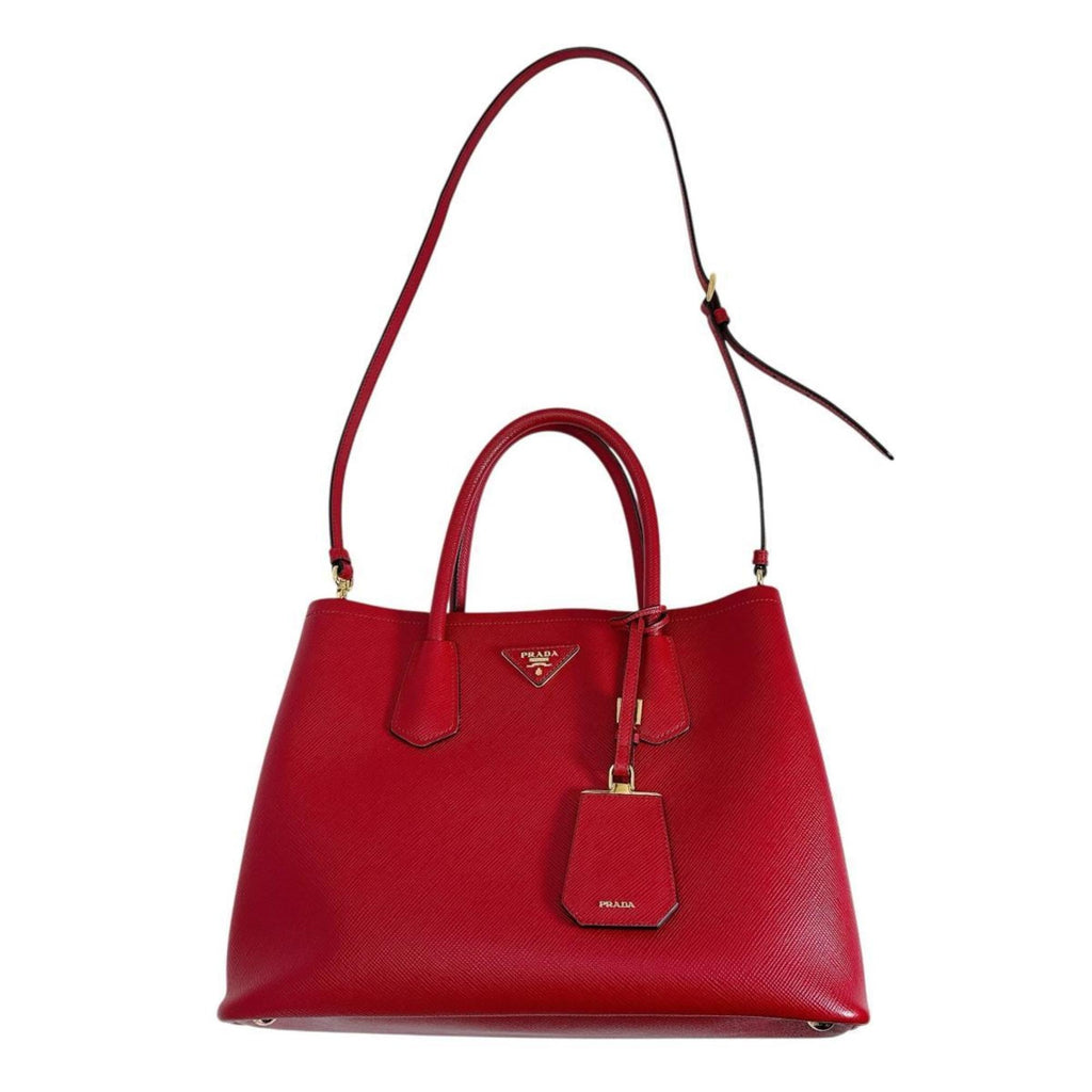 Prada Red Color Leather Handbag Shoulder Bag (Pre-Owned)