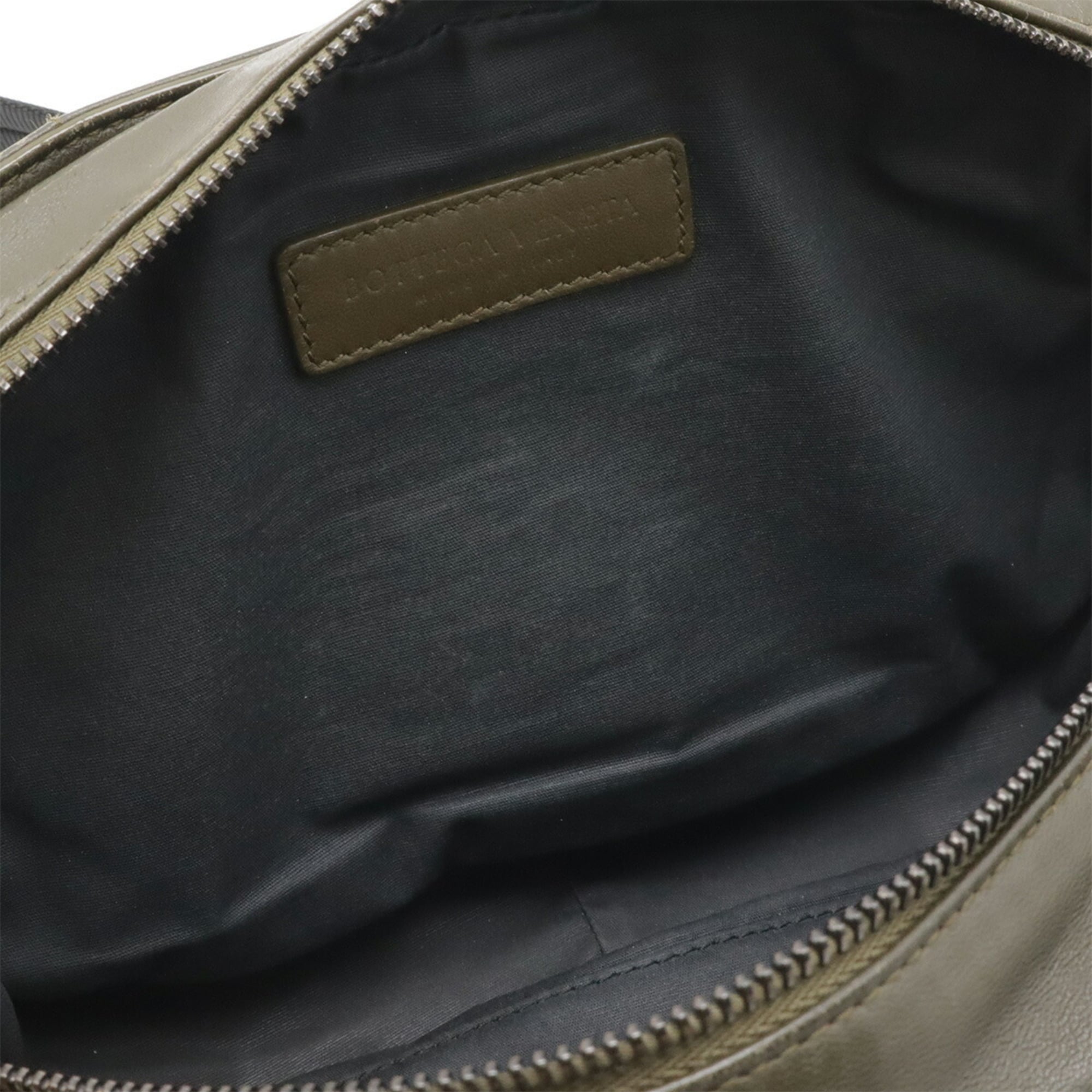 Bottega Veneta Black Khaki Leather Pouch Sling Bag (Pre-Owned)