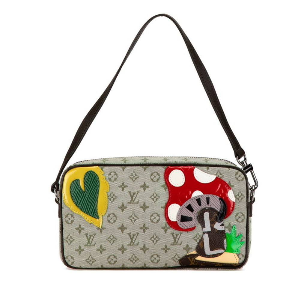 Louis Vuitton Green Khaki Canvas Leather Shoulder Bag (Pre-Owned)