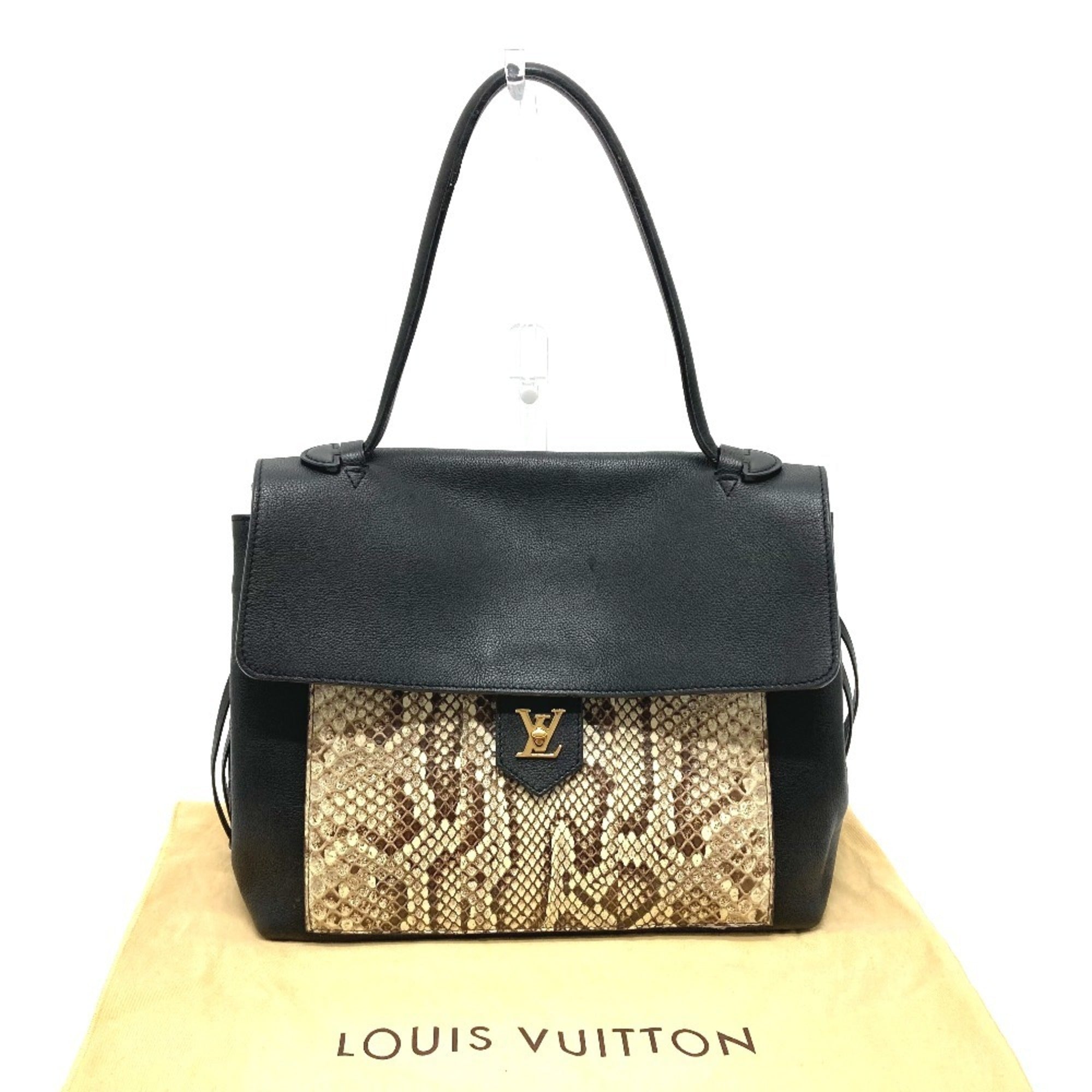 Louis Vuitton Black Leather Handbag Shoulder Bag (Pre-Owned)
