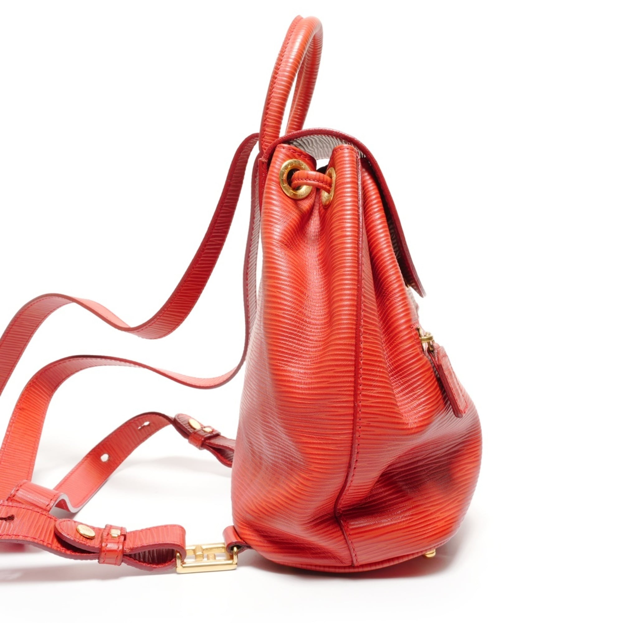 Fendi Red Color Leather Backpack (Pre-Owned)