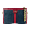 Gucci Dark Red Navy Suede Leather Shoulder Bag (Pre-Owned)