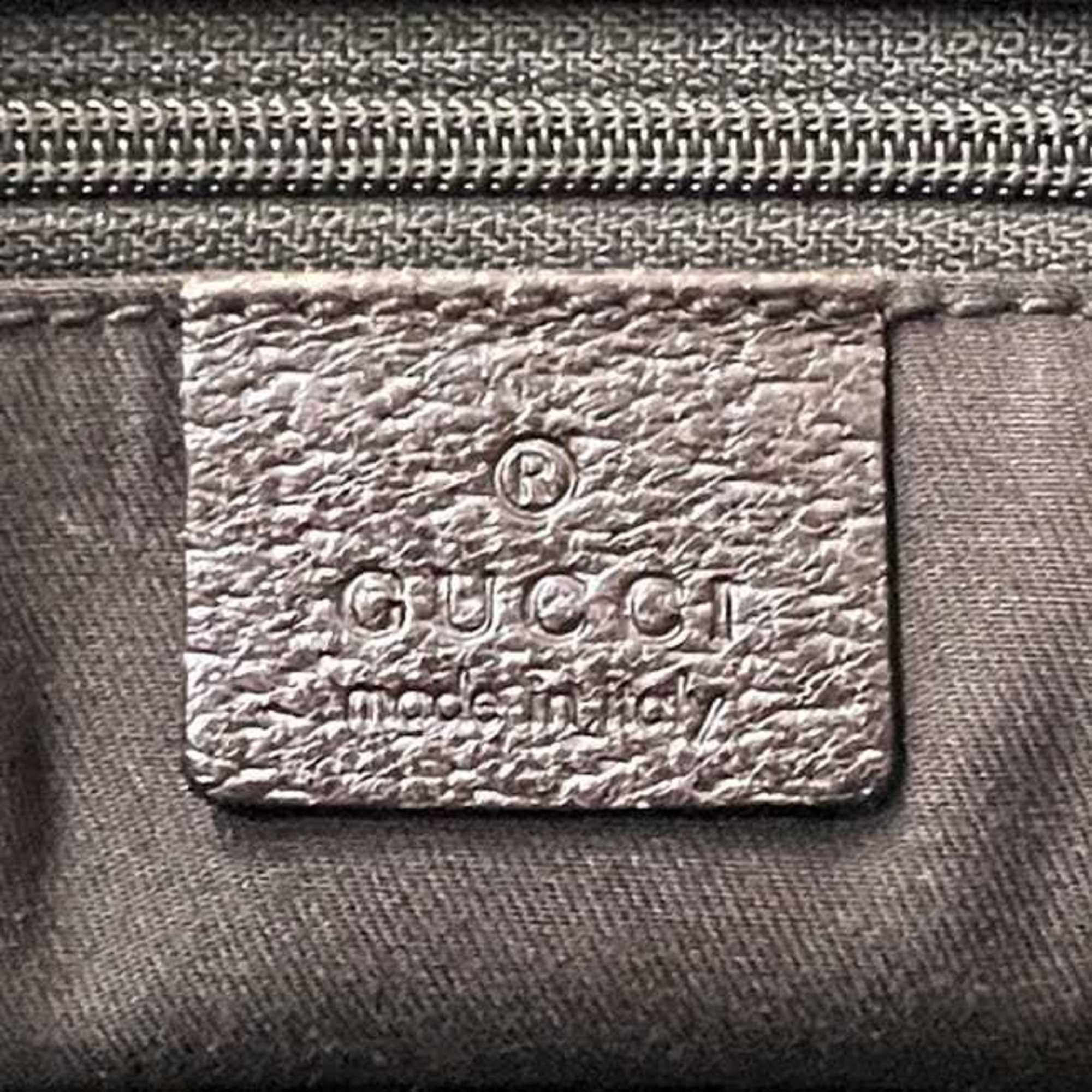 Gucci Beige Brown Canvas Leather Handbag Tote Bag (Pre-Owned)