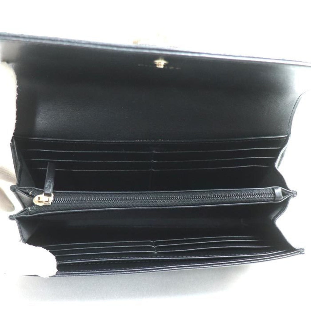 Chanel Black Leather Long Wallet (Bi-Fold) (Pre-Owned)