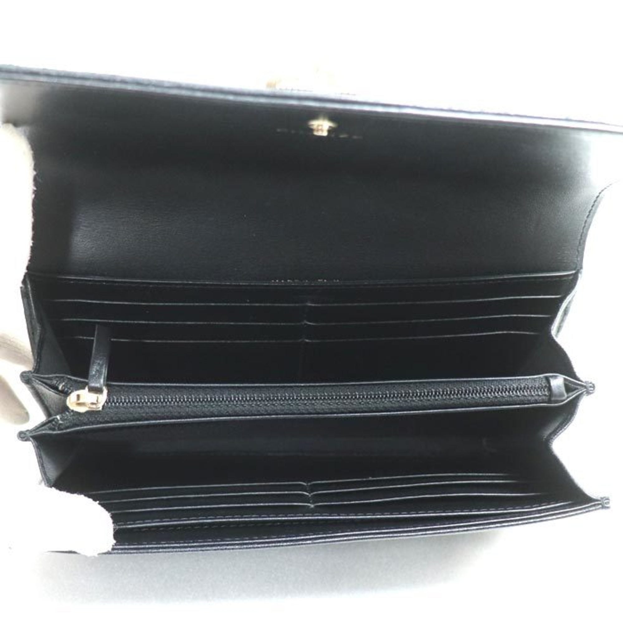 Chanel Black Leather Long Wallet (Bi-Fold) (Pre-Owned)