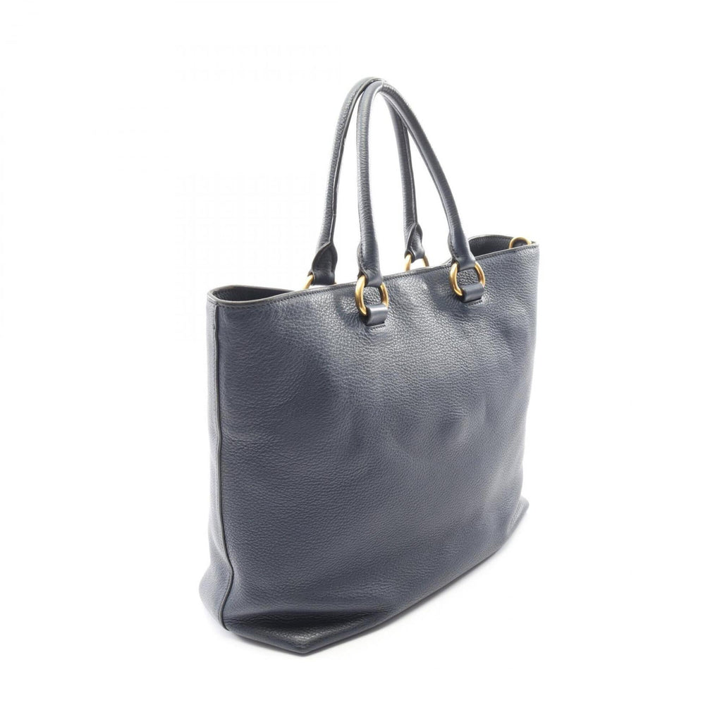 Prada Navy Leather Handbag Tote Bag (Pre-Owned)