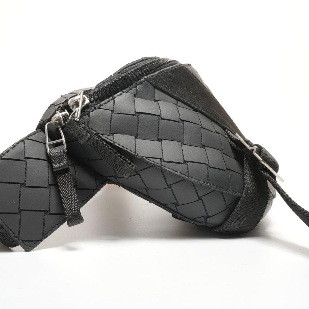Bottega Veneta Intrecciato Black Rubber Shoulder Bag Sling Bag (Pre-Owned)